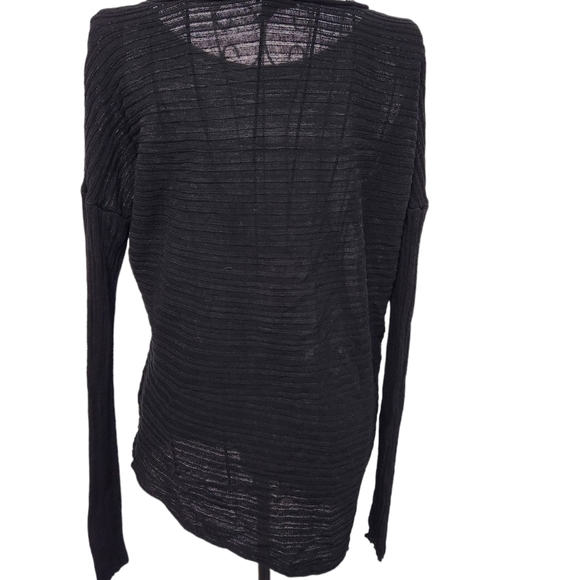 Eileen Fisher black sheer long sleeve sz small top - Picture 4 of 6